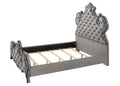 Gray Tufted Velvet Upholstered Queen Panel Bed X9486