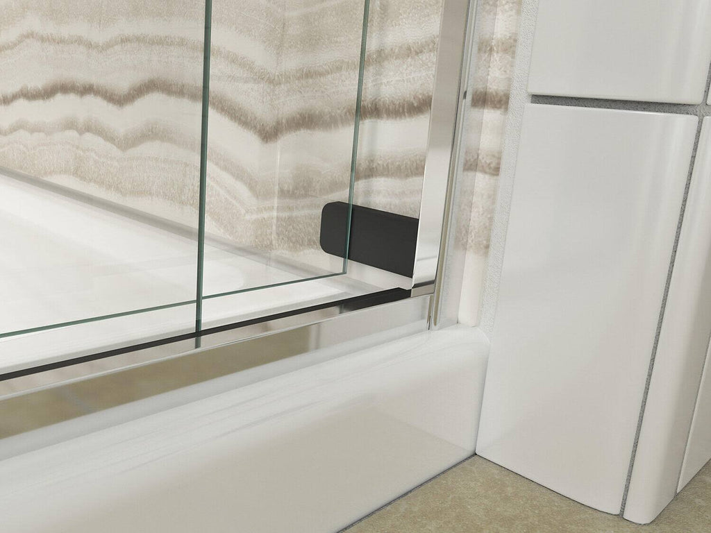 Frameless Sliding Shower Door with Crystal Clear Glass, Anodized Brushed Bronze P981