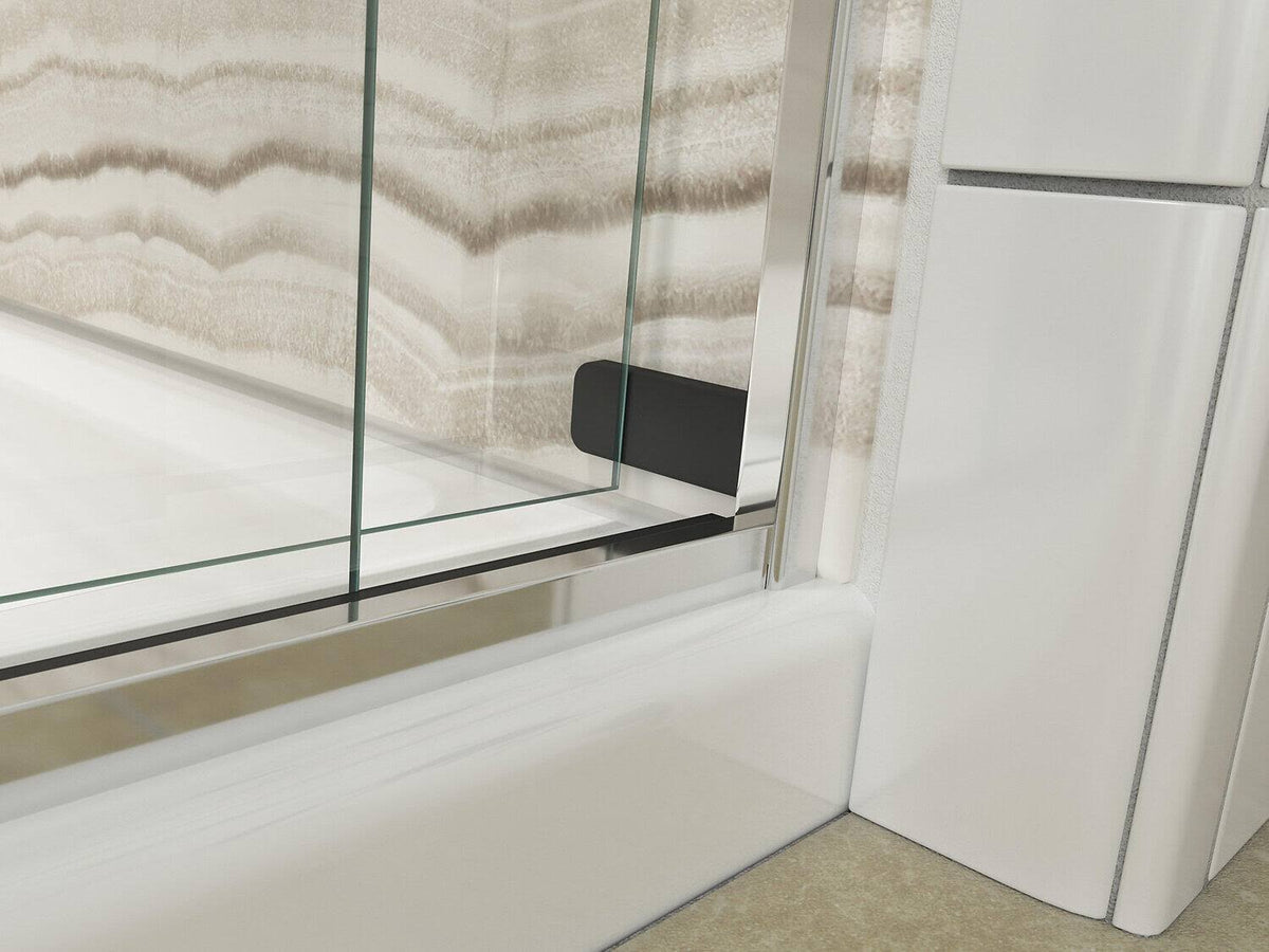 Frameless Sliding Shower Door with Crystal Clear Glass, Anodized Brushed Bronze P981
