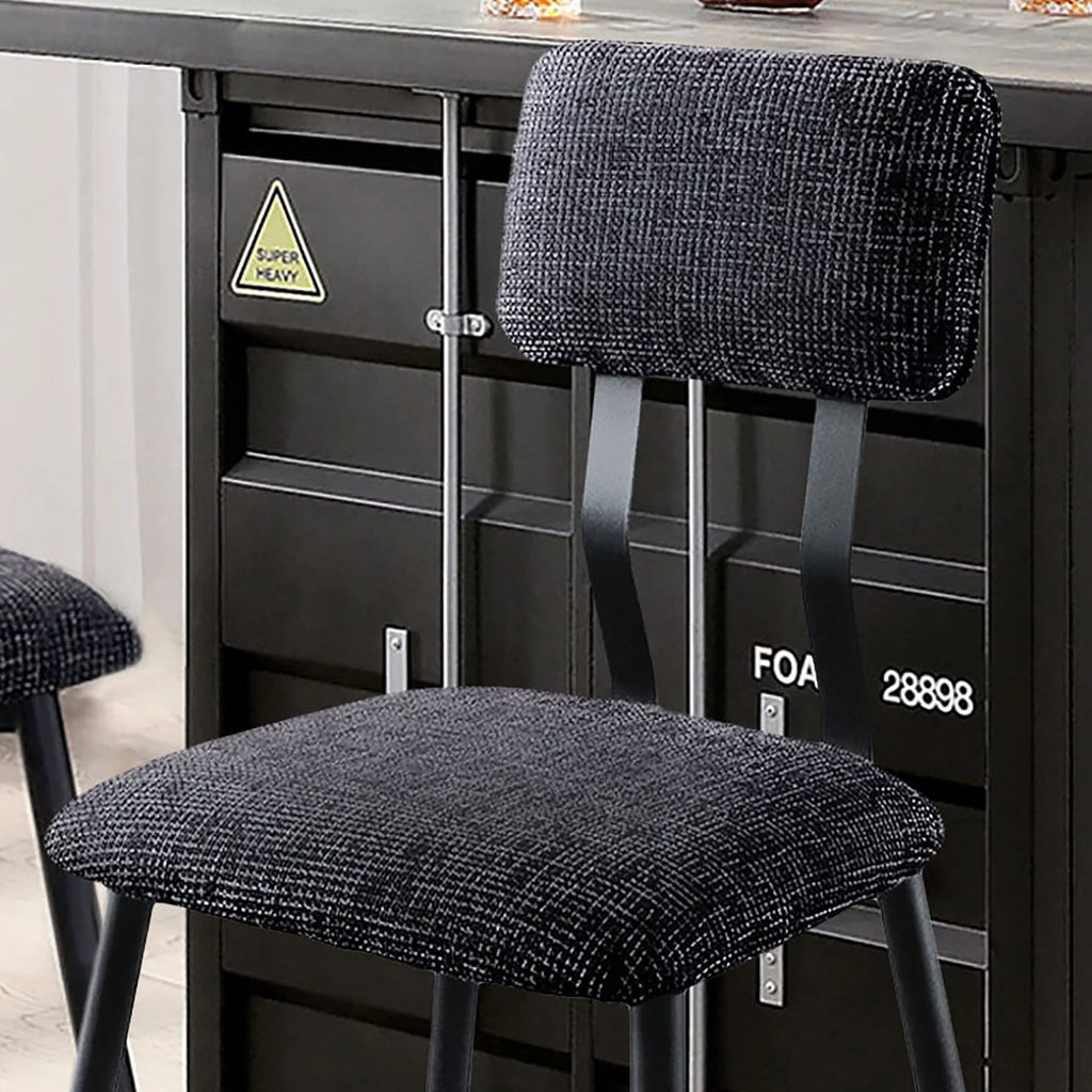 Industrial Black Bar Height Chairs Set of 2 N332