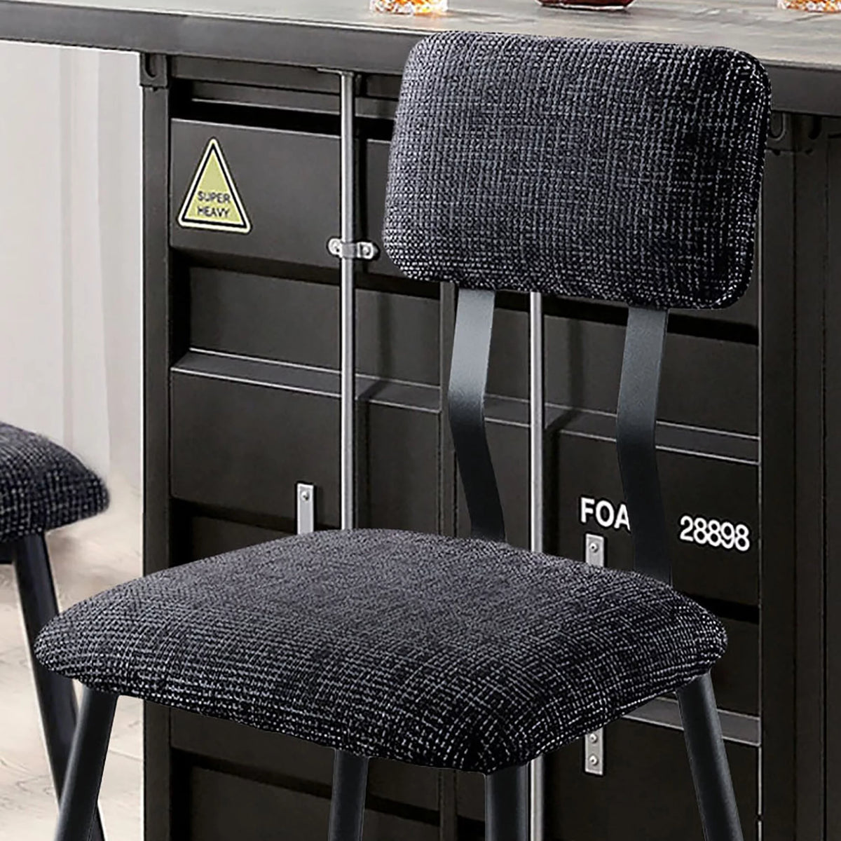 Industrial Black Bar Height Chairs Set of 2 N332
