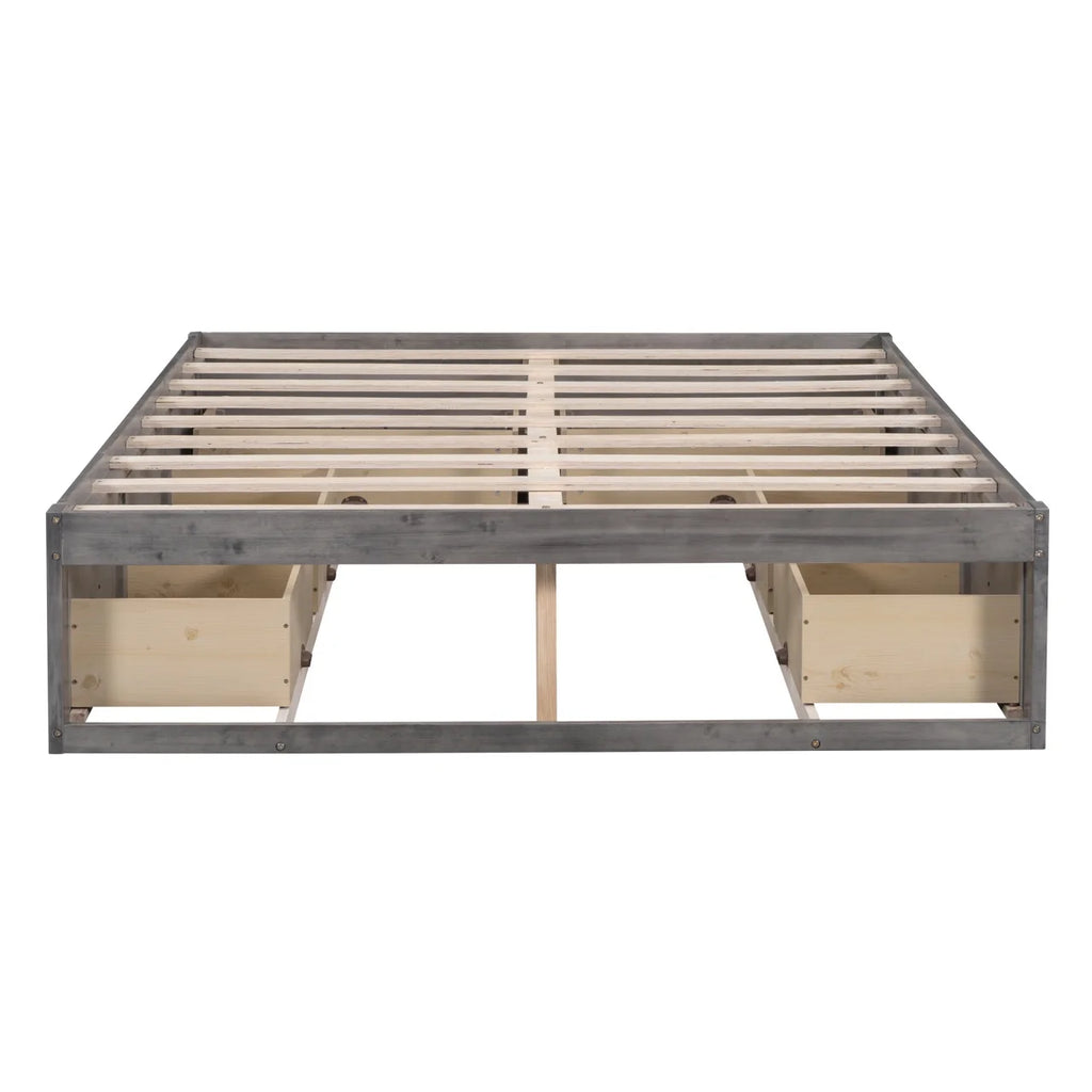 Full Size Wood Captain Bed with 6 Storage Drawers L245