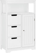 White Free Standing Bathroom Floor Cabinet with 3 Drawers and 1 Door Y620298