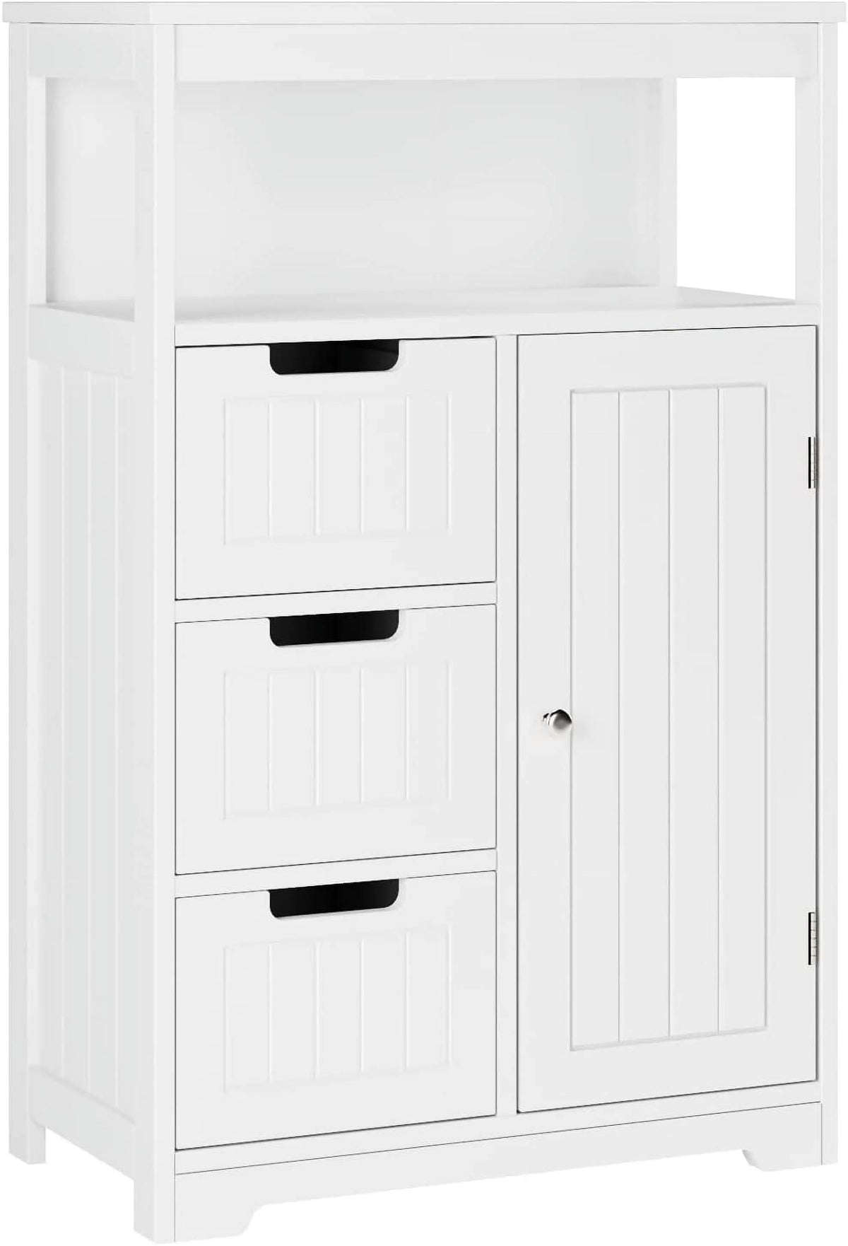 White Free Standing Bathroom Floor Cabinet with 3 Drawers and 1 Door Y620298