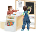 Kids Art Table and Chair Set, 3 in 1 Wood Activity Desk with Easel S164165