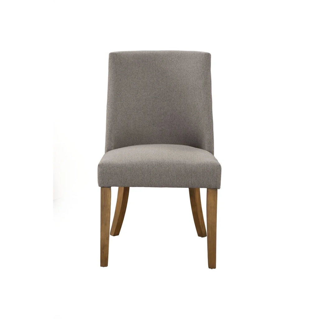 Fabric Upholstered Wooden Side Chairs Set of Two Gray and Brown X105490