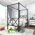 Twin Canopy Bed Frame with X Shaped Frame - Black K33403
