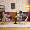Accent Chair High Back Armchair Linen Fabric Solid Wood M662