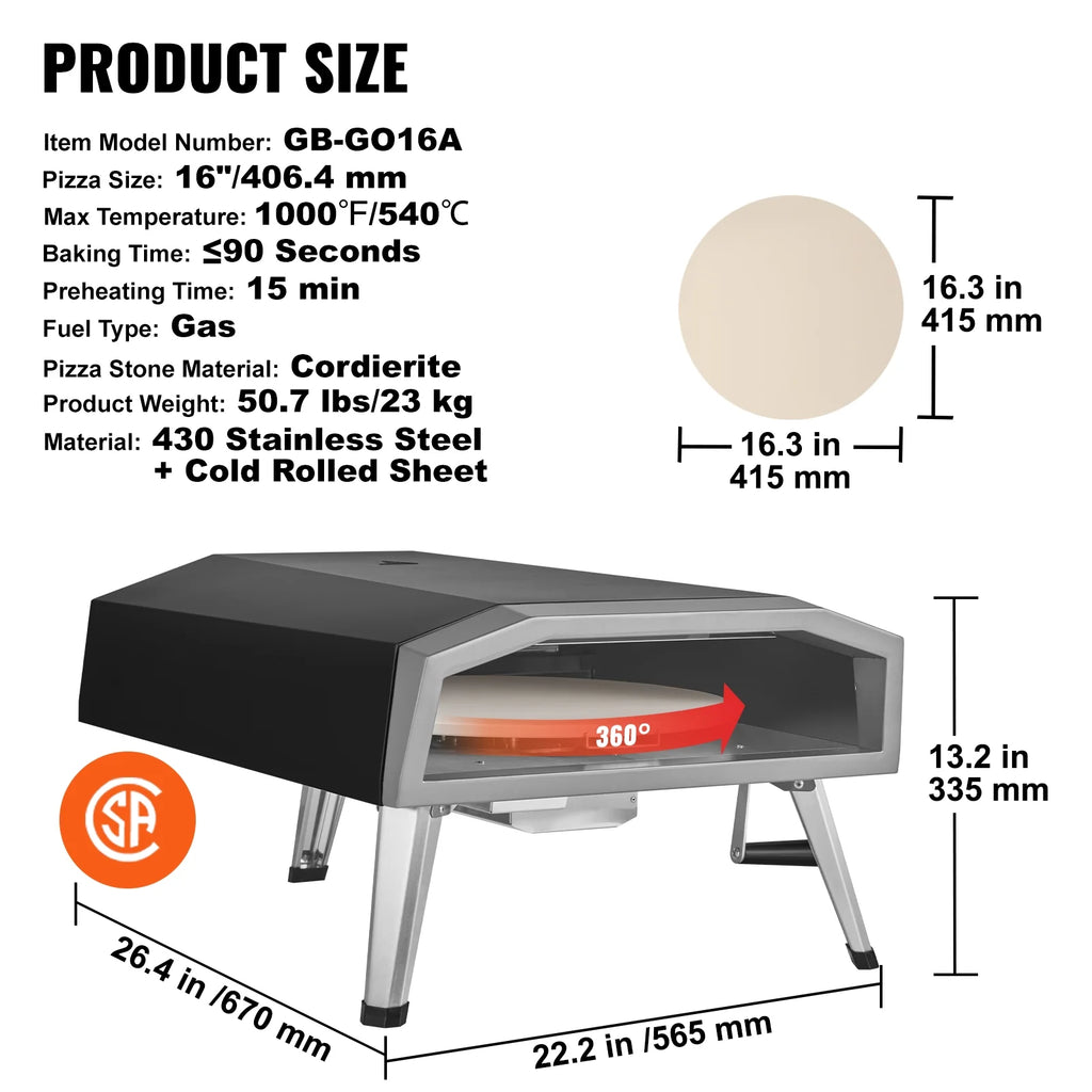 16 Outdoor Portable Gas Pizza Oven X434
