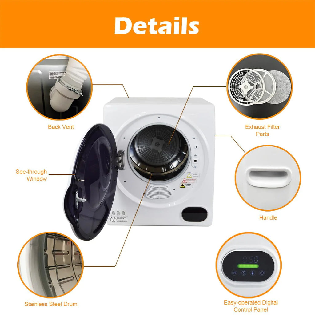 110V 850W 1.50 cu. ft Electric Compact Laundry Dryer I562