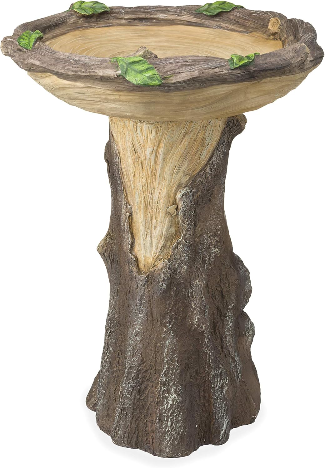 Full-Size Fairy Garden Birdbath with Miniature Fairy House in A Tree Stump, Hand-Painted Wood-Look Resin, 18 Dia. x 23½H Pack of 2 T49824