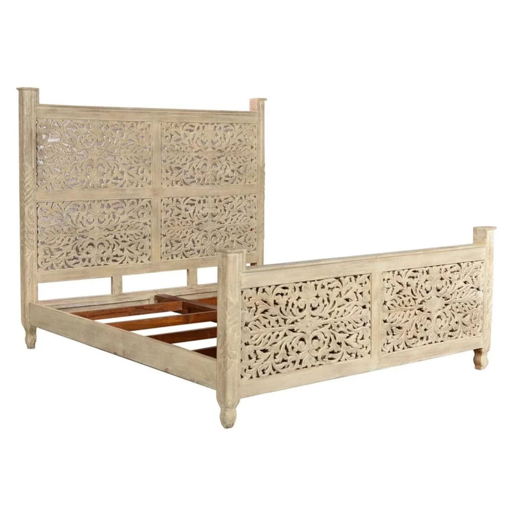 Hand Carved Solid Wooden Bed Frame K38052