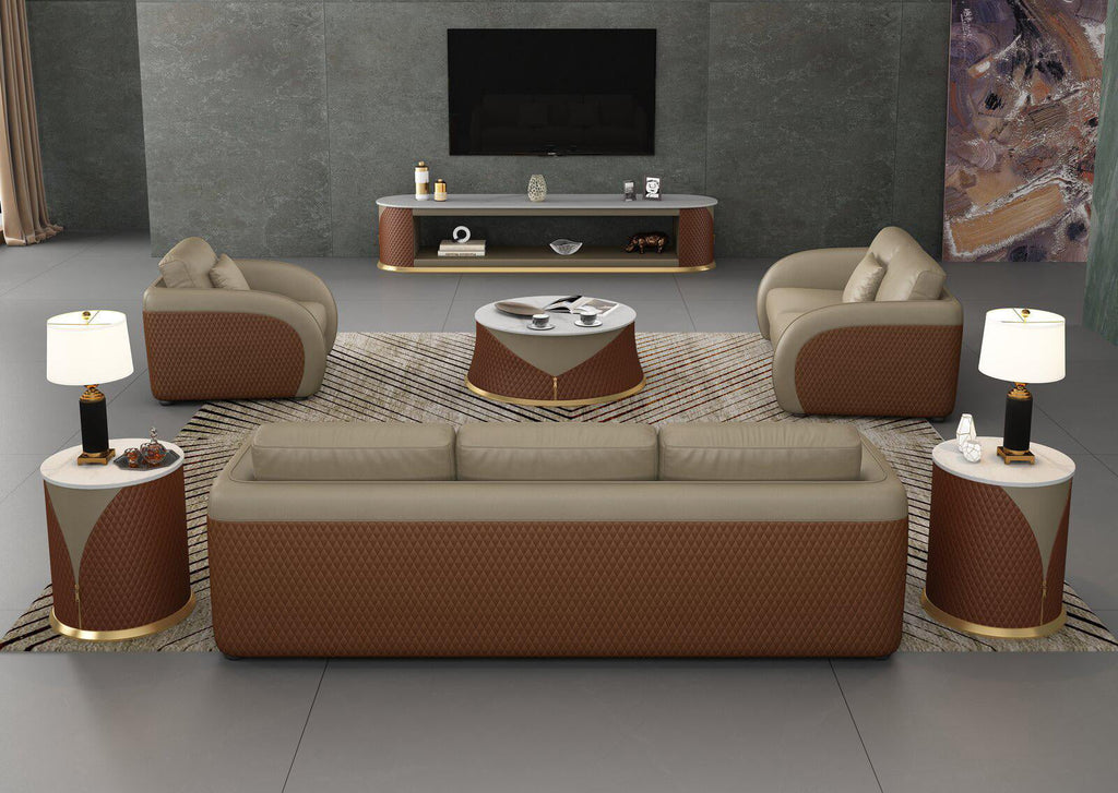 Beige Brown Italian Leather Arm Chair Z607