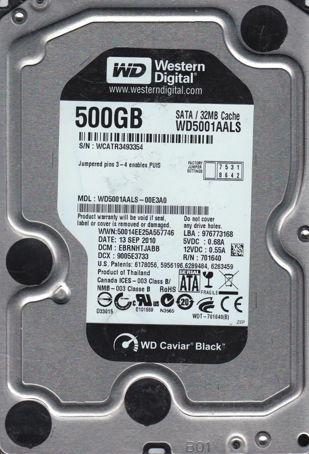 500GB SATA 3.5 Hard Drive K52755