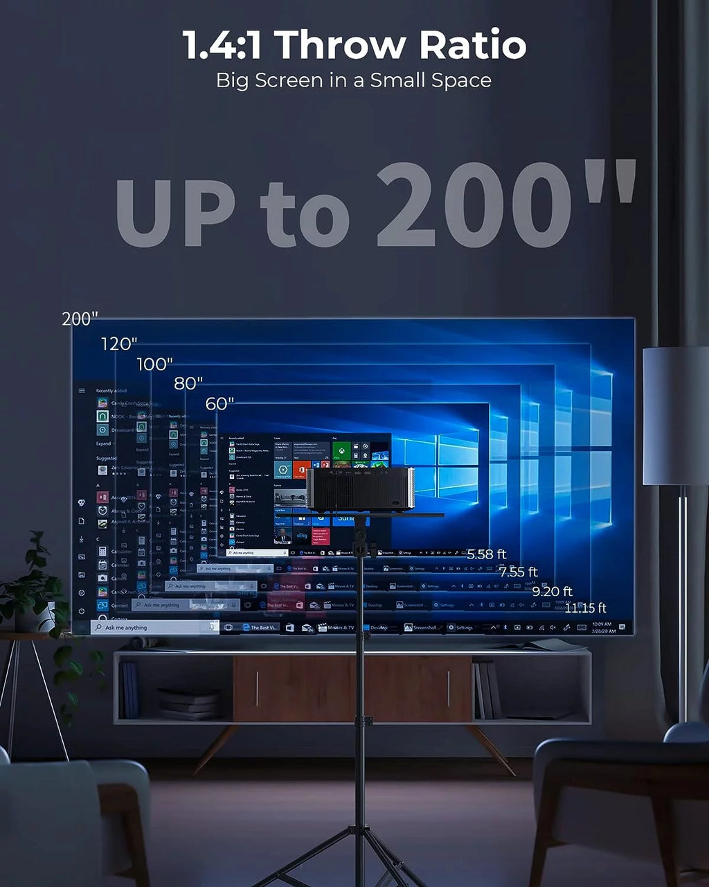 4K Projector with Wifi and Bluetooth, 5G 1080P 300 ANSI Lumen B62785