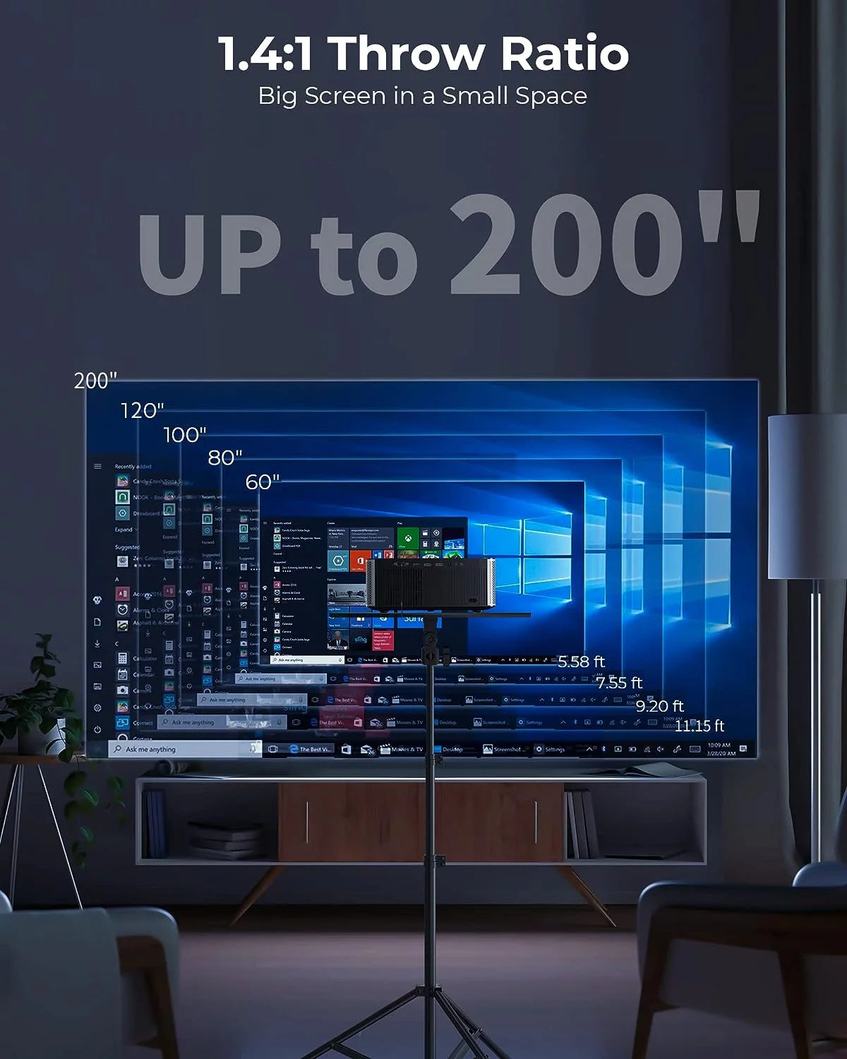 4K Projector with Wifi and Bluetooth, 5G 1080P 300 ANSI Lumen B62785