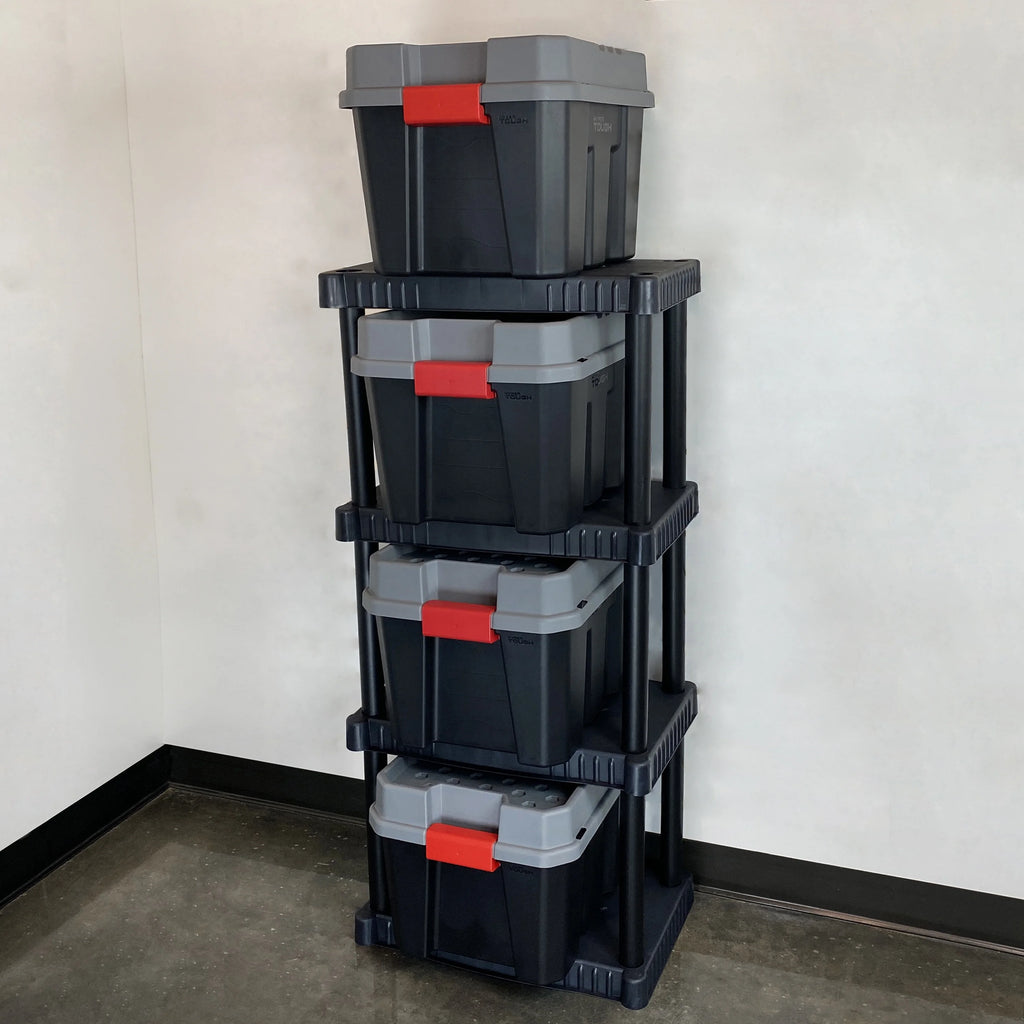 Plastic 4-Tier Storage Shelves Black W243