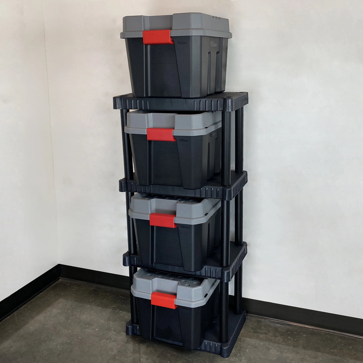 Plastic 4-Tier Storage Shelves Black W243