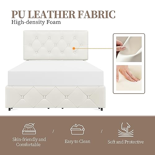 Black Queen Upholstered Bed Frame with 3 Drawers Storage X3410