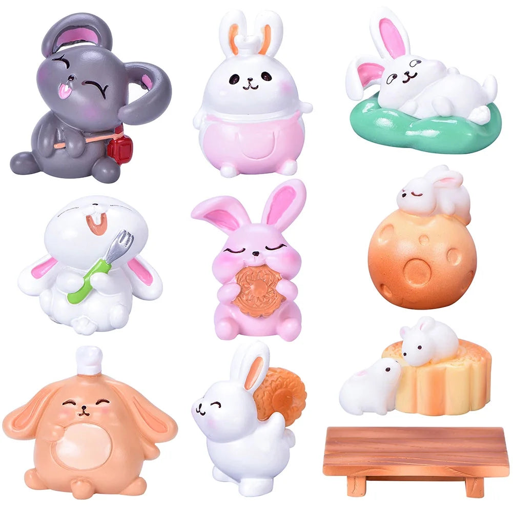 Resin Dollhouse Miniature Moon Cake Rabbit Ornaments R637