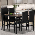 5 Piece Faux Marble Rectangular Dining Table Set with 4 Upholstered Metal Chairs R750408