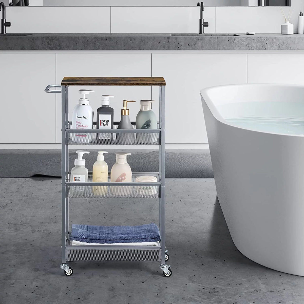 4 Tier Slim Rolling Storage Cart with Handle U16584