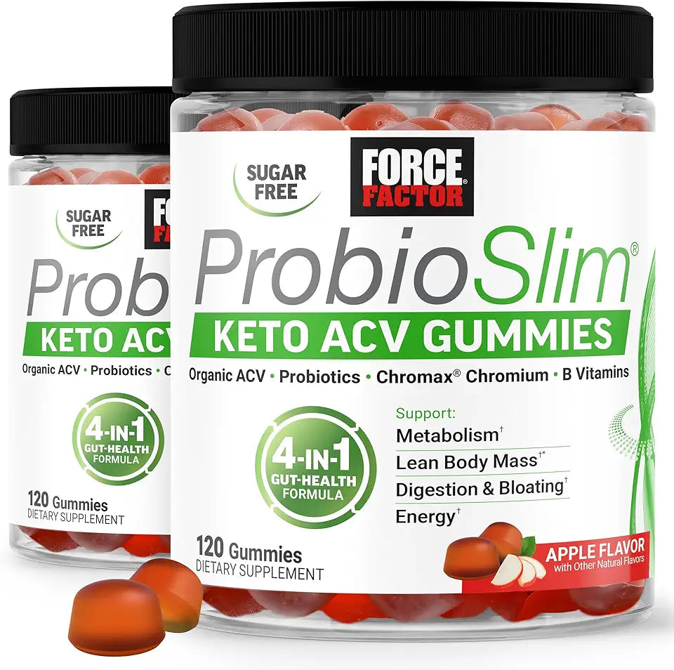 Organic Apple Cider Vinegar Gummies with Probiotics & Prebiotics, 1 Net Carb, Apple Flavor, 240ct Q313