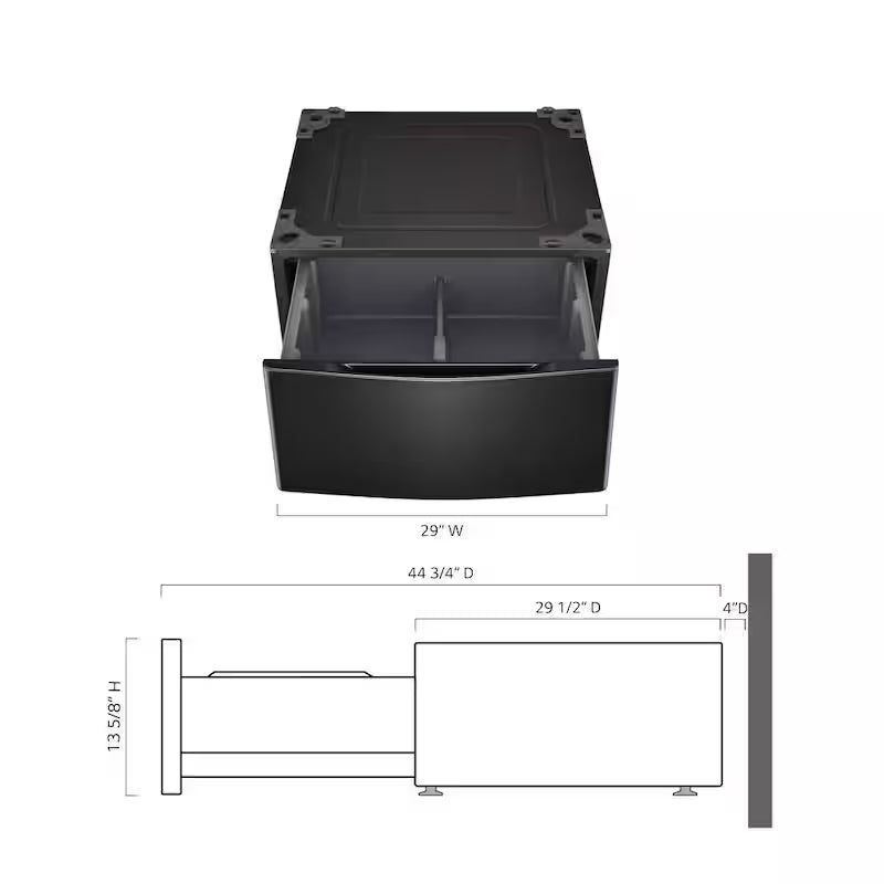 29 in. Laundry Pedestal with Storage Drawer in Black Steel L960