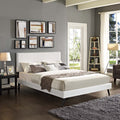 King Vinyl Platform Bed with Round Splayed Legs in White I5296