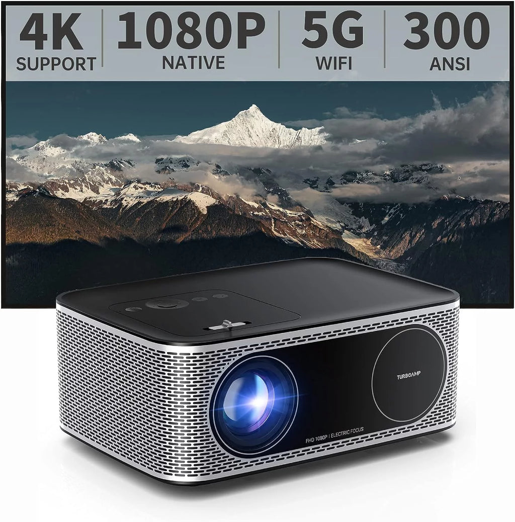 4K Projector with Wifi and Bluetooth, 5G 1080P 300 ANSI Lumen B62785