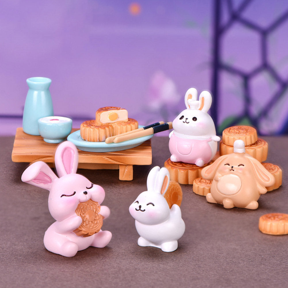 Resin Dollhouse Miniature Moon Cake Rabbit Ornaments R637