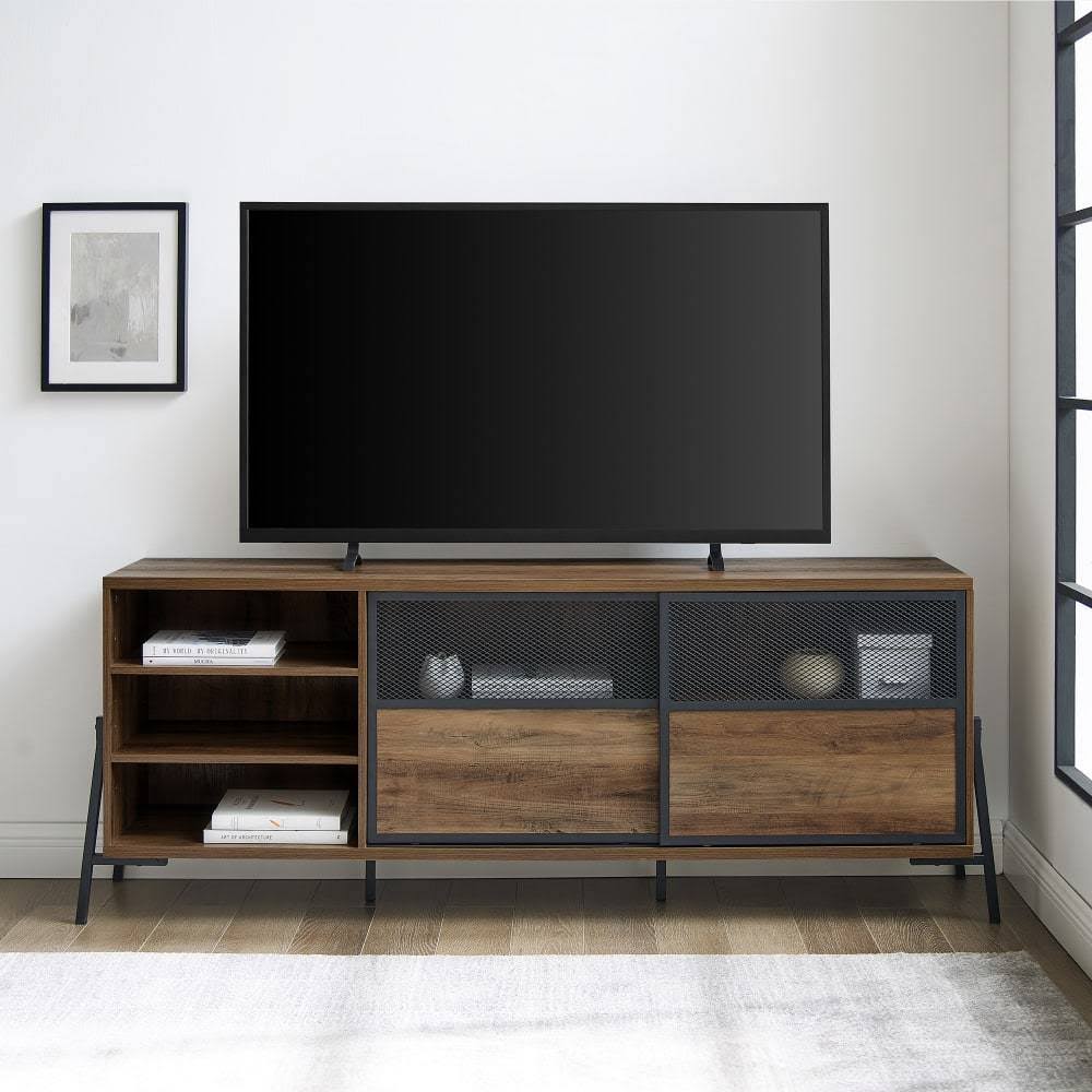 70x22 2 Door Sliding Metal Mesh Door TV Console E298