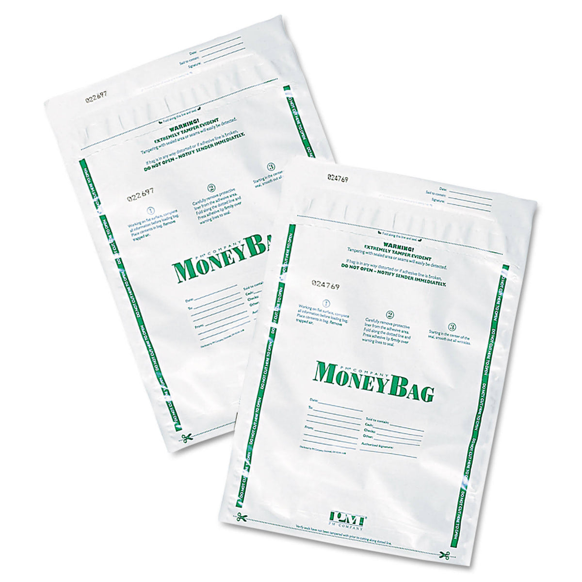 Plastic Money Bags 9 x 12 White 50/Pack Q9726