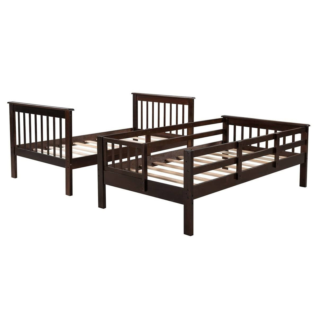 Twin-Over-Twin Bunk Bed with Stairway, Storage and Guard Rail - Grey D897