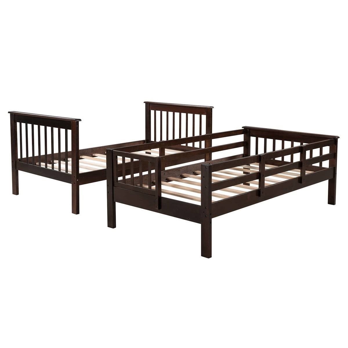 Twin-Over-Twin Bunk Bed with Stairway, Storage and Guard Rail - Grey D897