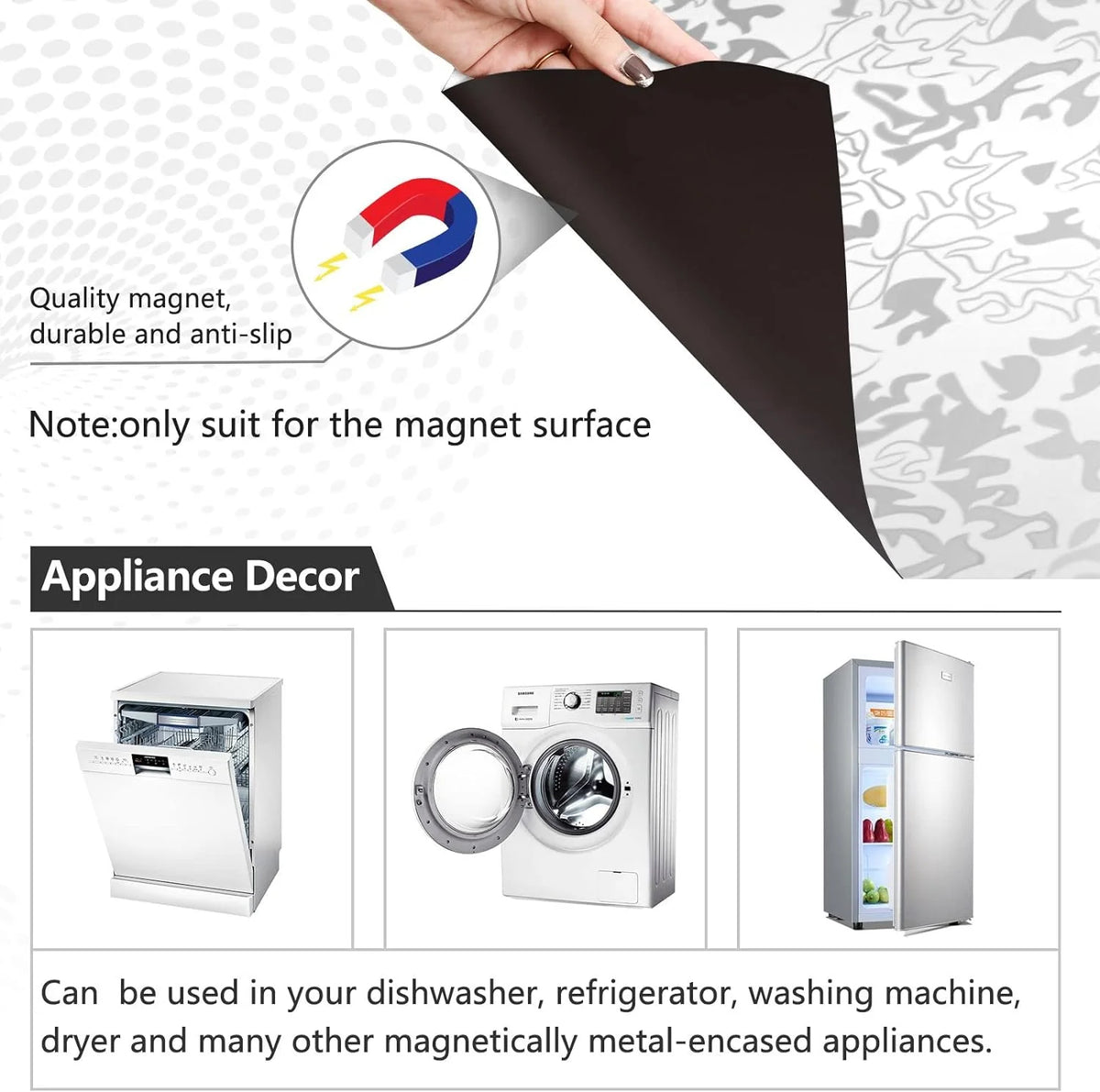 Silver Flowers Pattern Dishwasher Stickers 23in W x 26in H V3387