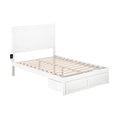 White Wood Full Bed with Foot Drawer F3371