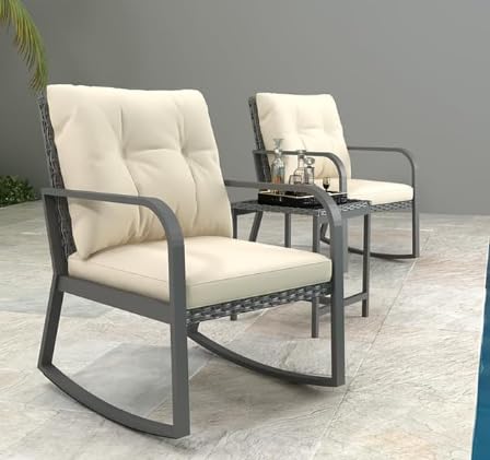 3 Piece Wicker Patio Bistro Set with Cushions P989
