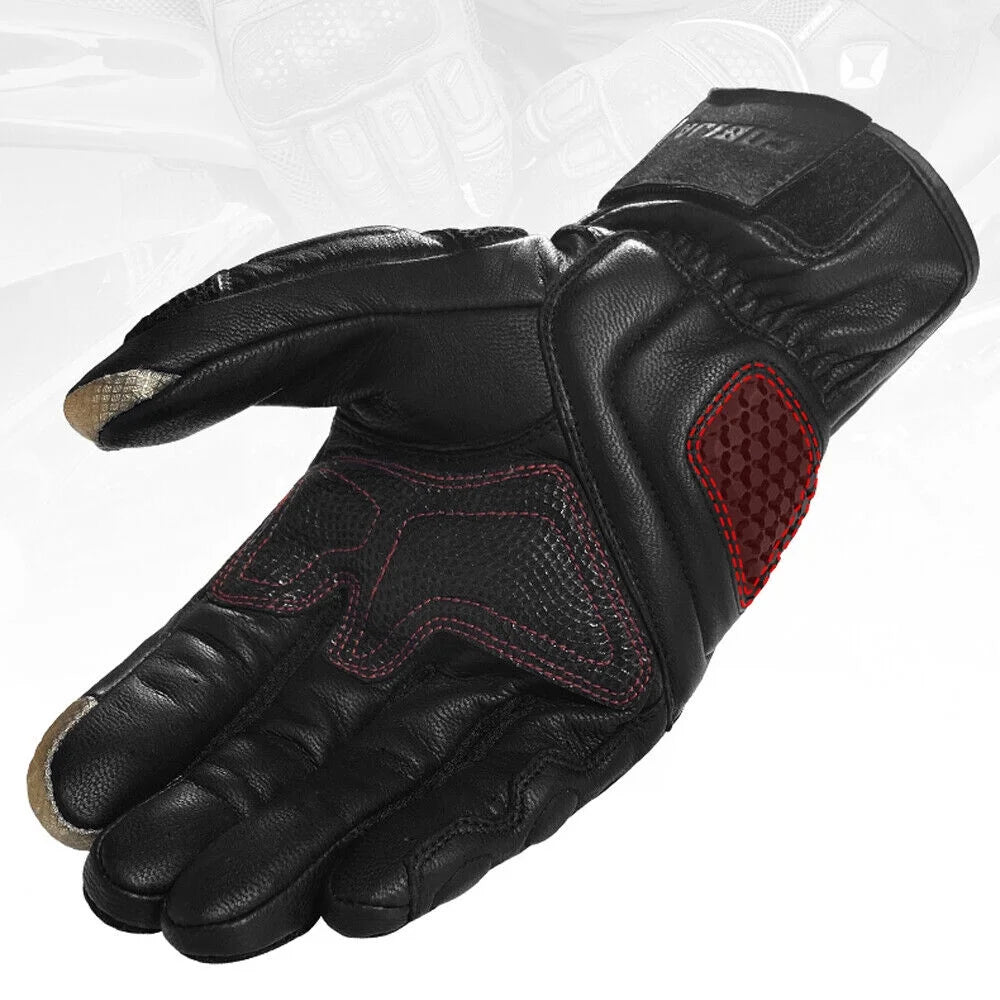 Leather Motorcycle Full Finger Touchscreen Riding Gloves H86495