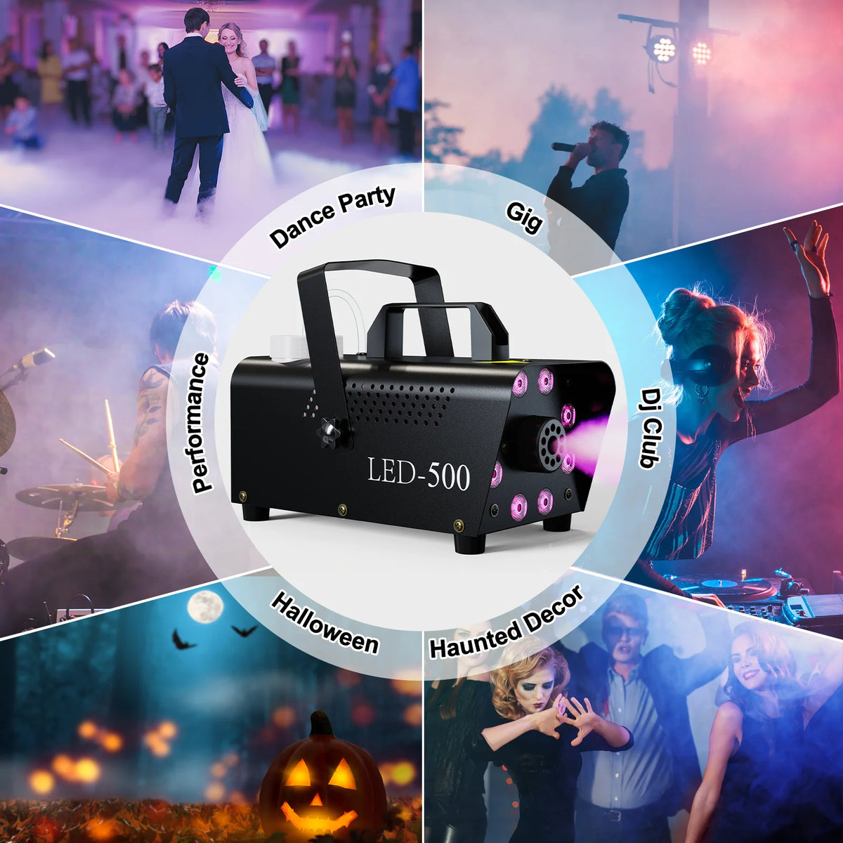 Halloween Smoke Machine with 3 Stage LED Lights and Wireless Remote Controls Y349