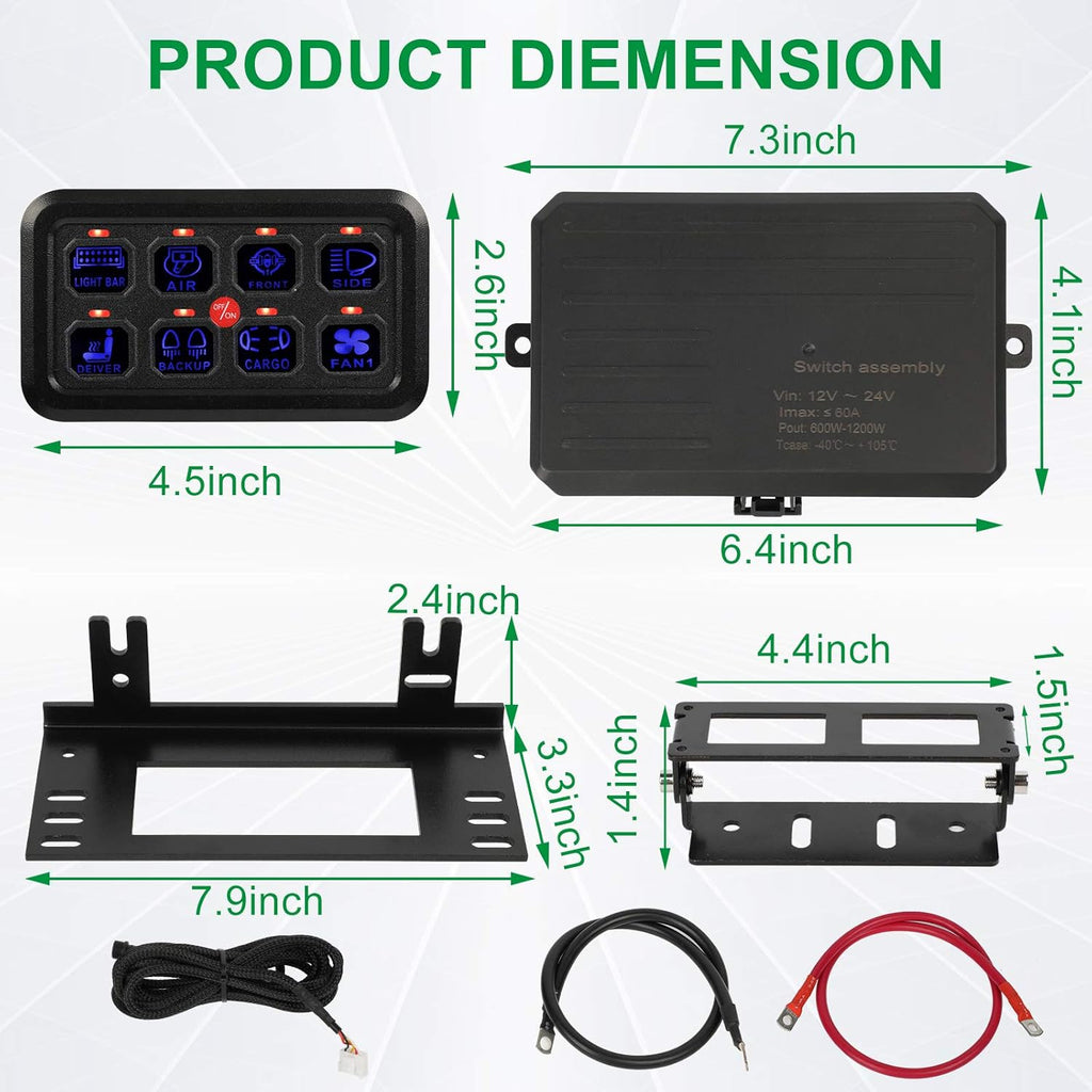 8 Gang Touch Switch Panel with Harness and Stickers R350