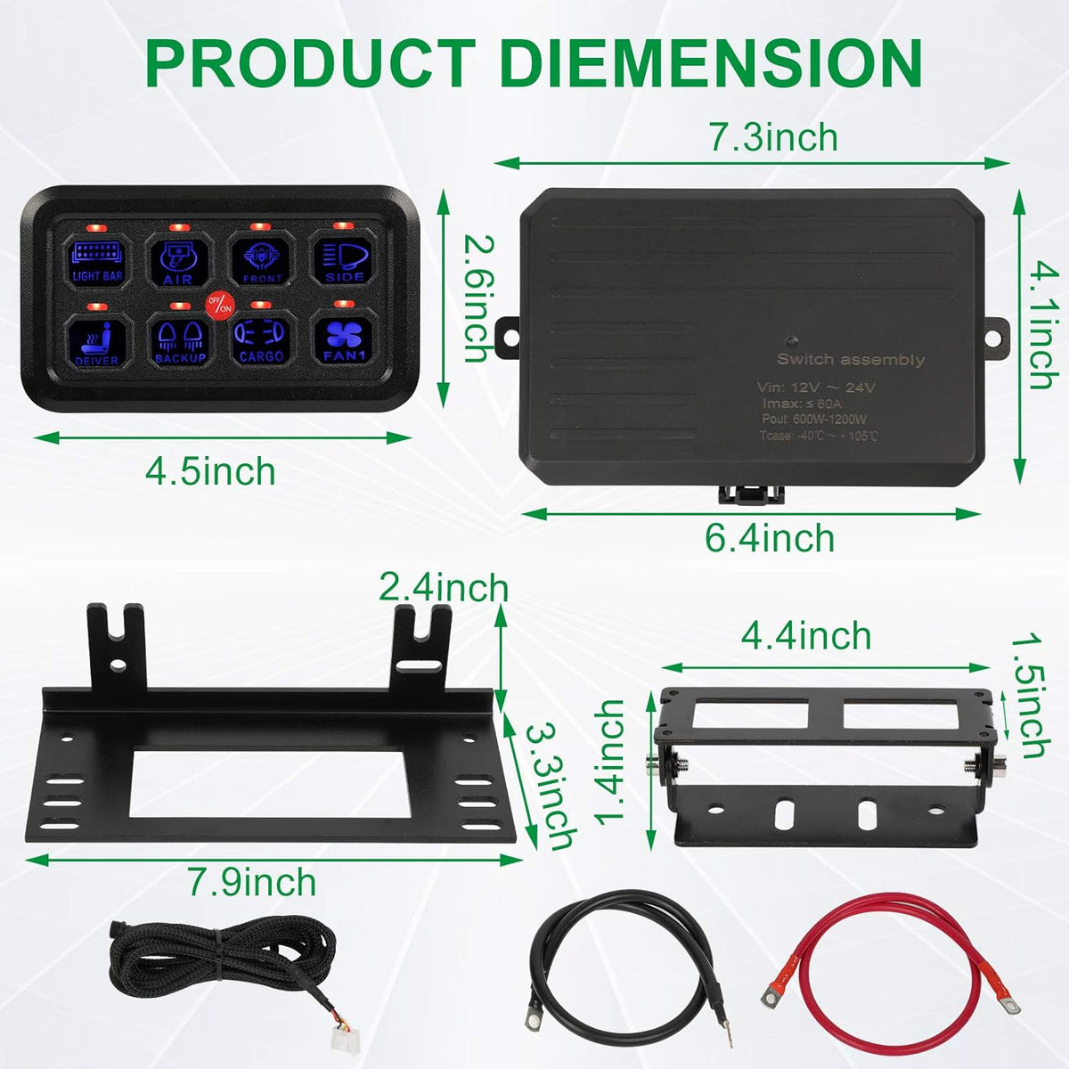 8 Gang Touch Switch Panel with Harness and Stickers R350