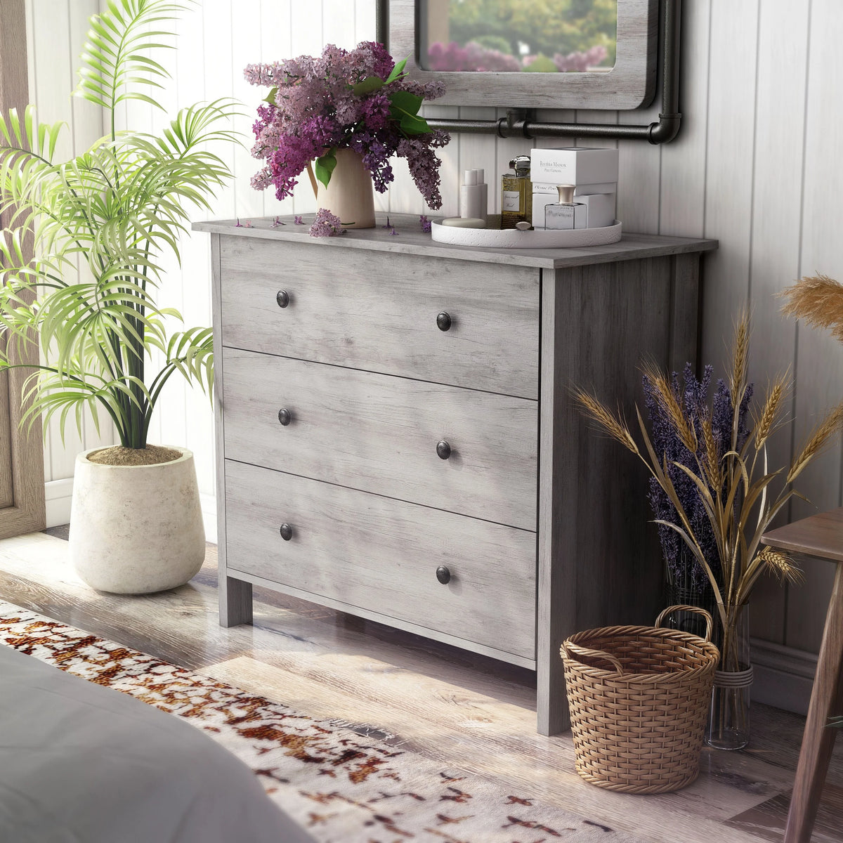 Contemporary 56-inch Wide 3-Drawer Dresser K9315