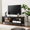 Black Wood TV Stand with 4 Cubby E5123