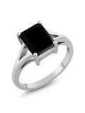 925 Sterling Silver Black Onyx Solitaire Engagement Ring P266234