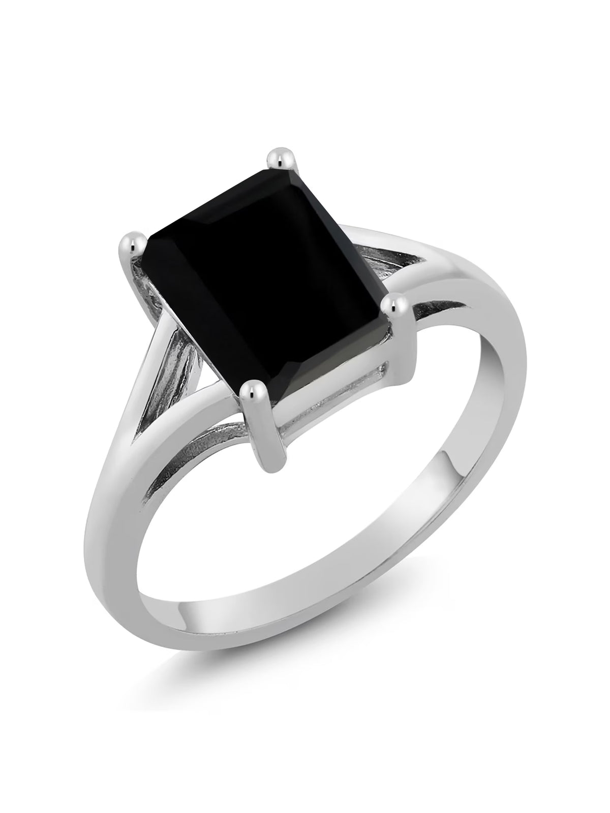 925 Sterling Silver Black Onyx Solitaire Engagement Ring P266234