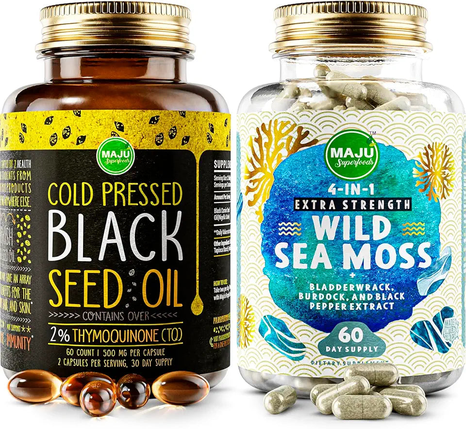 Sea Moss Capsules and Black Seed Oil Capsules Bundle Y426390