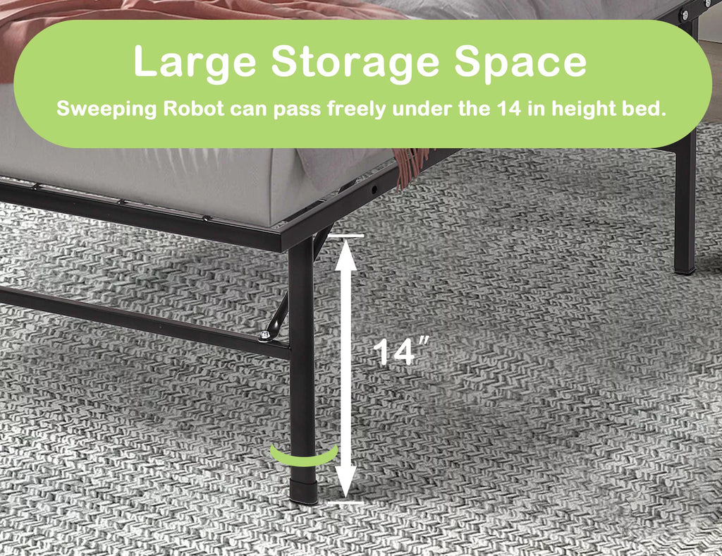 Foldable Twin Bed Frame 150LBS Capacity Heavy Duty G749