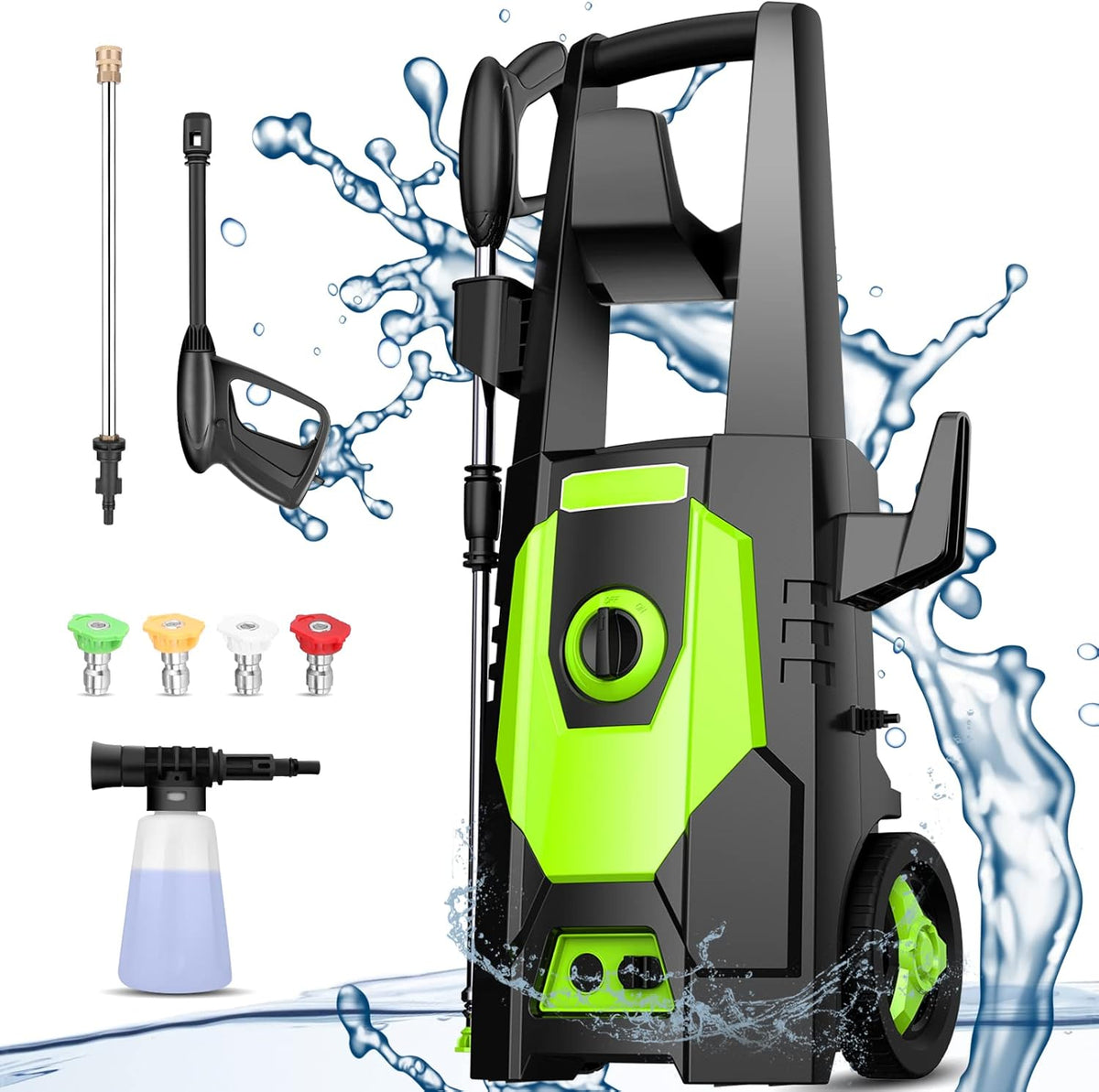 1800W Electric Pressure Washer with Hose 4 Nozzles E1125