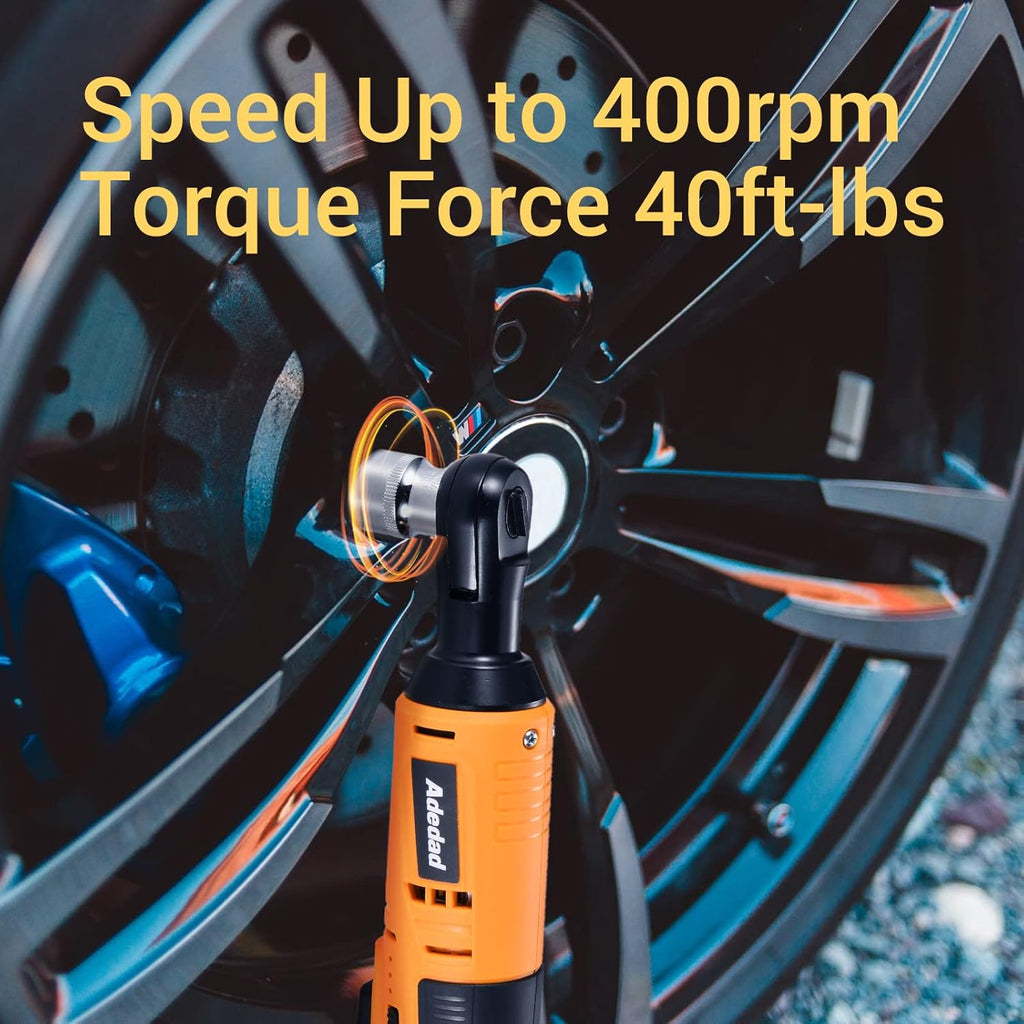 12V Cordless Brushless Ratchet Wrench & Drill, 3/8" 40Ft-lbs Torque 400 RPM, 21+1 Metal Drill, 2 Batteries Power Tool Set F11784